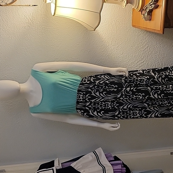 3/$30 ZATTCAS Sleeveless Damask Pattern Scoop Neck Maxi Beach Dress FLAWED - Picture 3 of 11